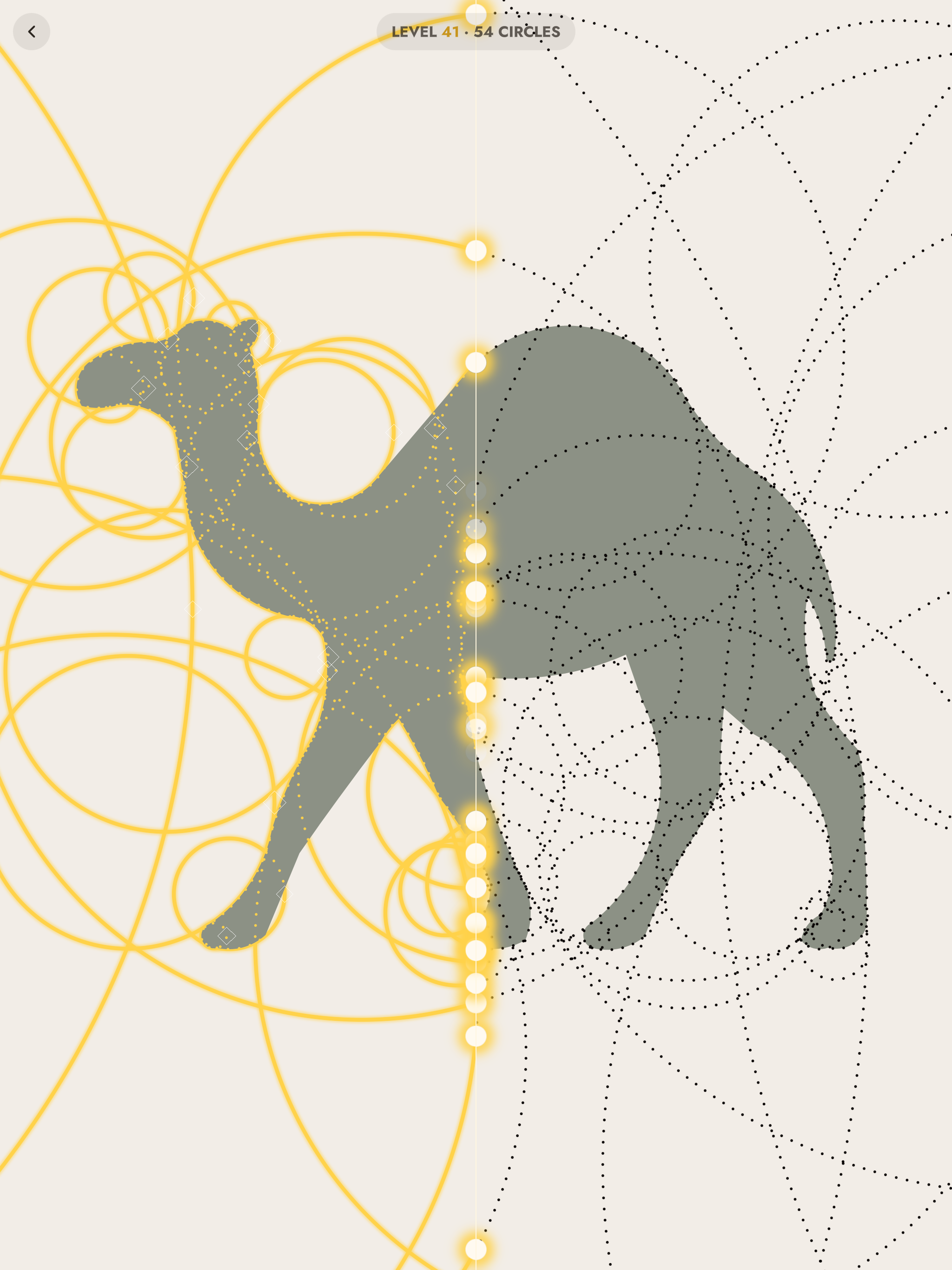 Level 41 solved: a camel, drawn from overlapping circles.